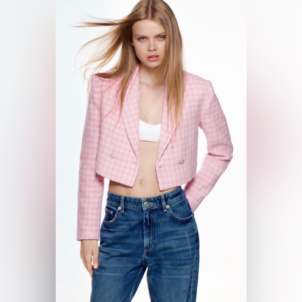 Zara Pink Cropped Blazer